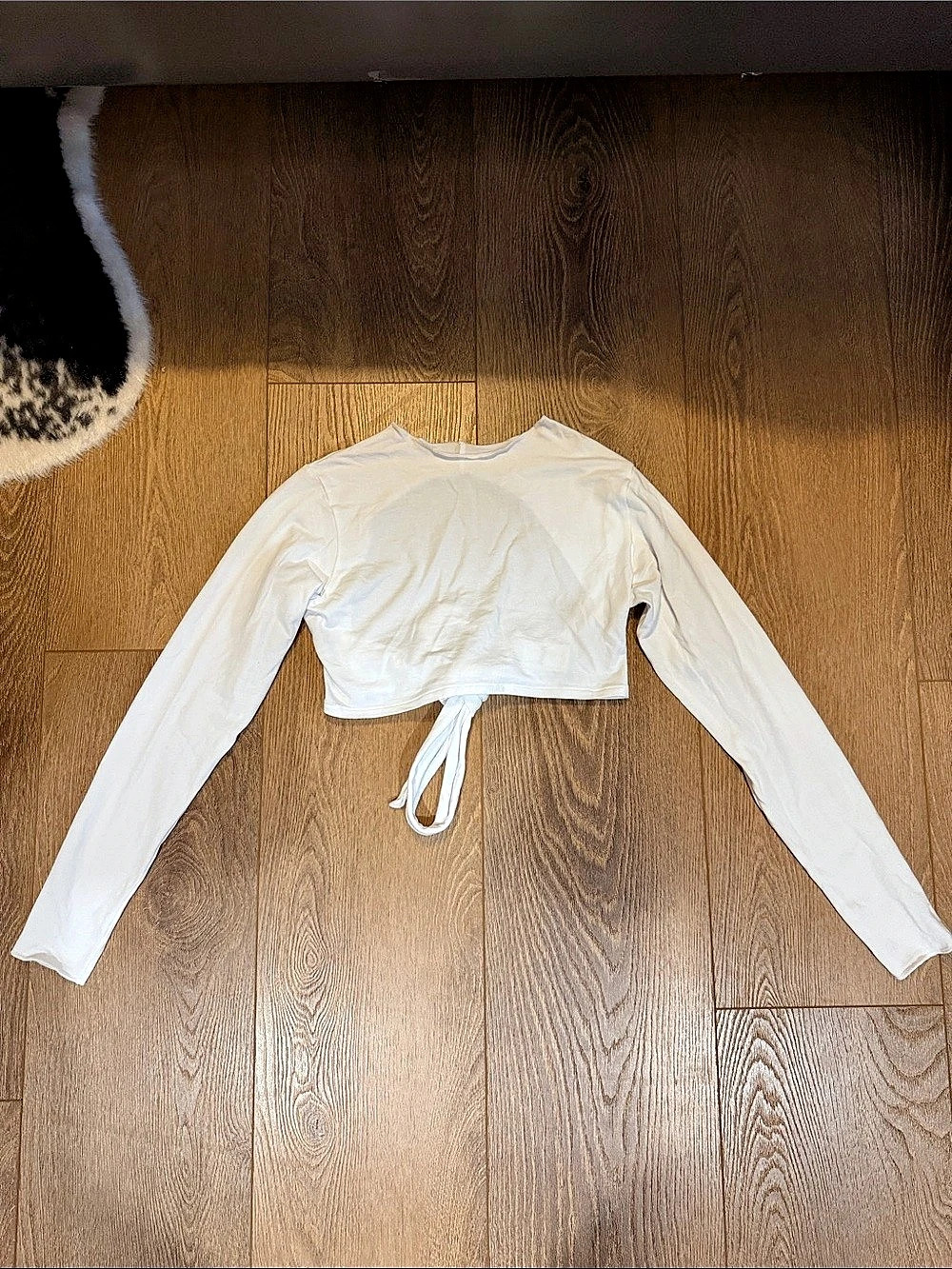KHY Open Back Long Sleeve Shirt White Crop Top